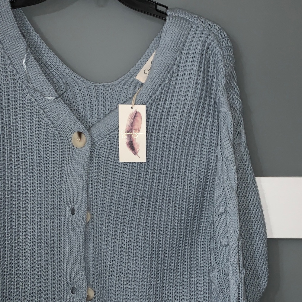 Jessica Simpson Blue Button-Up Sweater - Picture 4 of 6